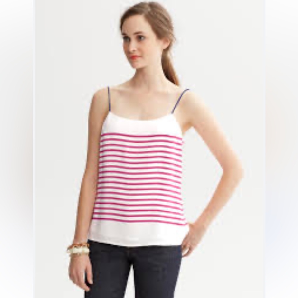 Banana Republic‎ Red and White Stripped Spaghetti Strap Blouse. Size 6 (202)
